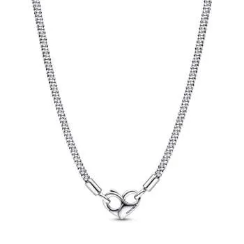 Studded chain sterling silver necklace with heart clasp 