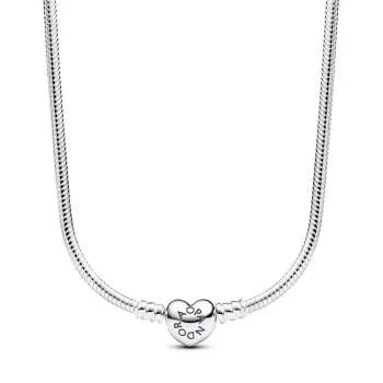Pandora Moments Heart Clasp Snake Chain Necklace 