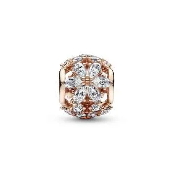 Herbarium cluster 14k rose gold-plated charm with clear cubic zirconia 