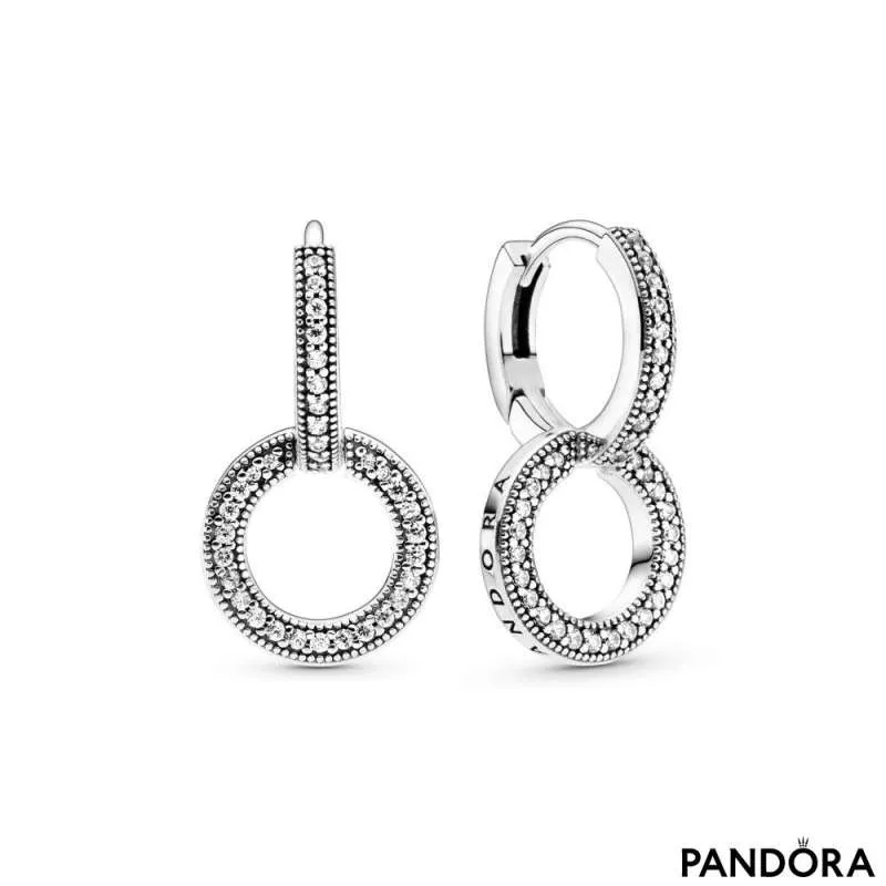 Sparkling Double Hoop Earrings | PANDORA