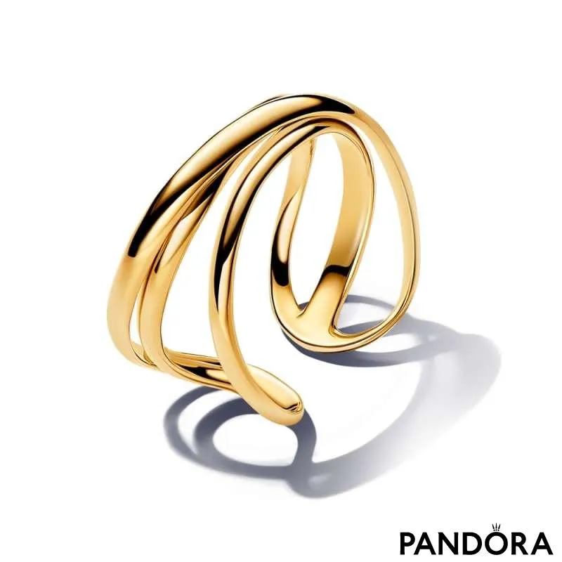 Organically Shaped Triple Band Open Ring 