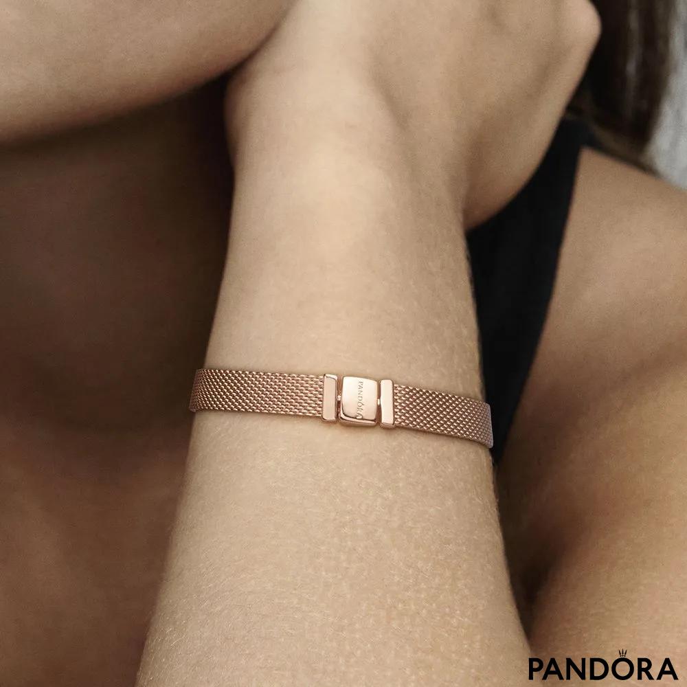 Pandora Timeless Women's 14k Rose Gold-Plated Mesh Bracelet for Charms,  Size 17, With Gift Box : Amazon.co.uk: Fashion