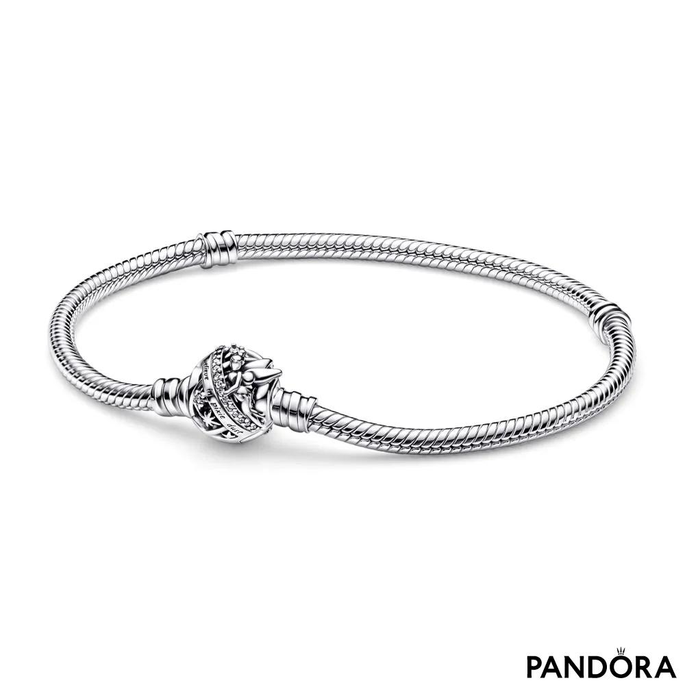 Pandora Moments Silver Bangle Bracelet Logo Heart Clasp 596268-17