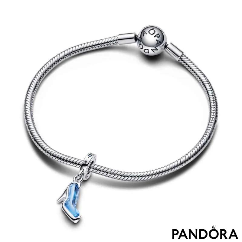 Enchanted Disney Cinderella 0.085 CT. T.W. Diamond and London Blue Topaz Charm  Bracelet in Sterling Silver | Peoples Jewellers